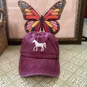 Brand New Horse baseball cap in burgundy